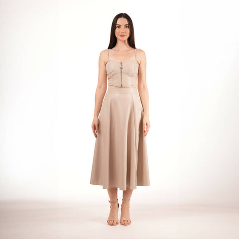 MY PEANUT Faux Leather Full Skirt