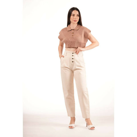 MY PEANUT Sade Pleated Natural Jeans