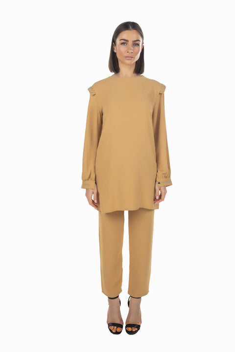 MY PEANUT Aysel Aerobin Co-ord in Camel