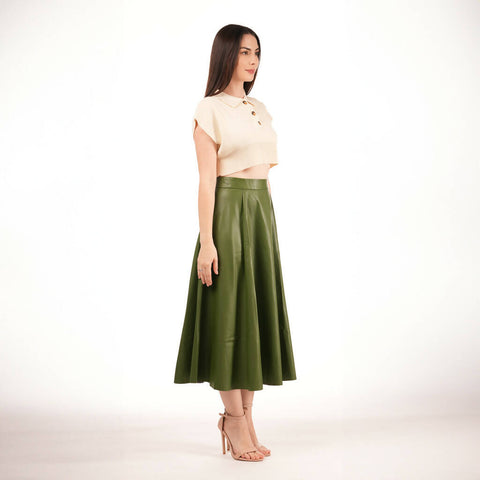 MY PEANUT Faux Leather Full Skirt